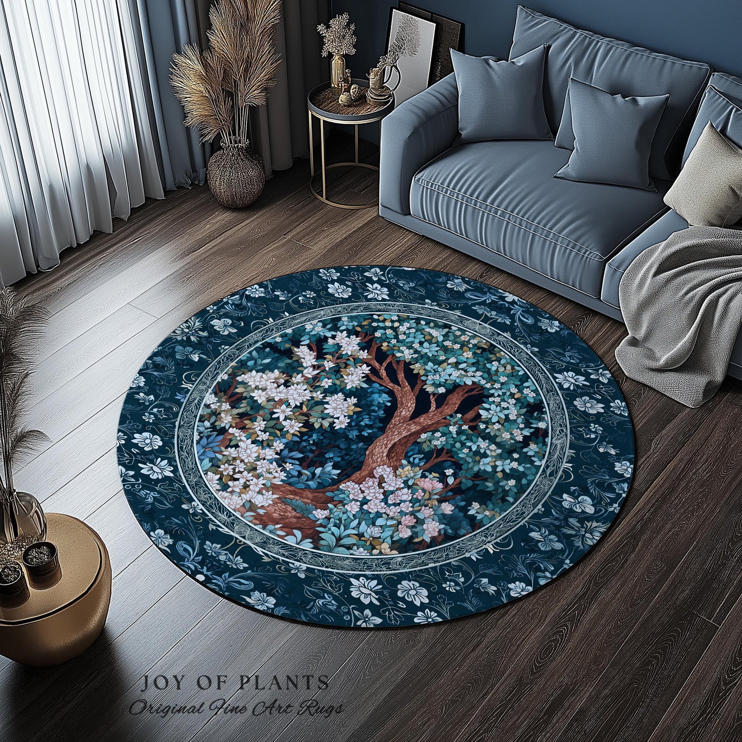 Bohemian Tree Rug Magical Aesthetic | Folklore Room Decor Ethereal Area Rug Nature Inspired Woodland Magic Wildflower Fairy Inspired Bedroom
