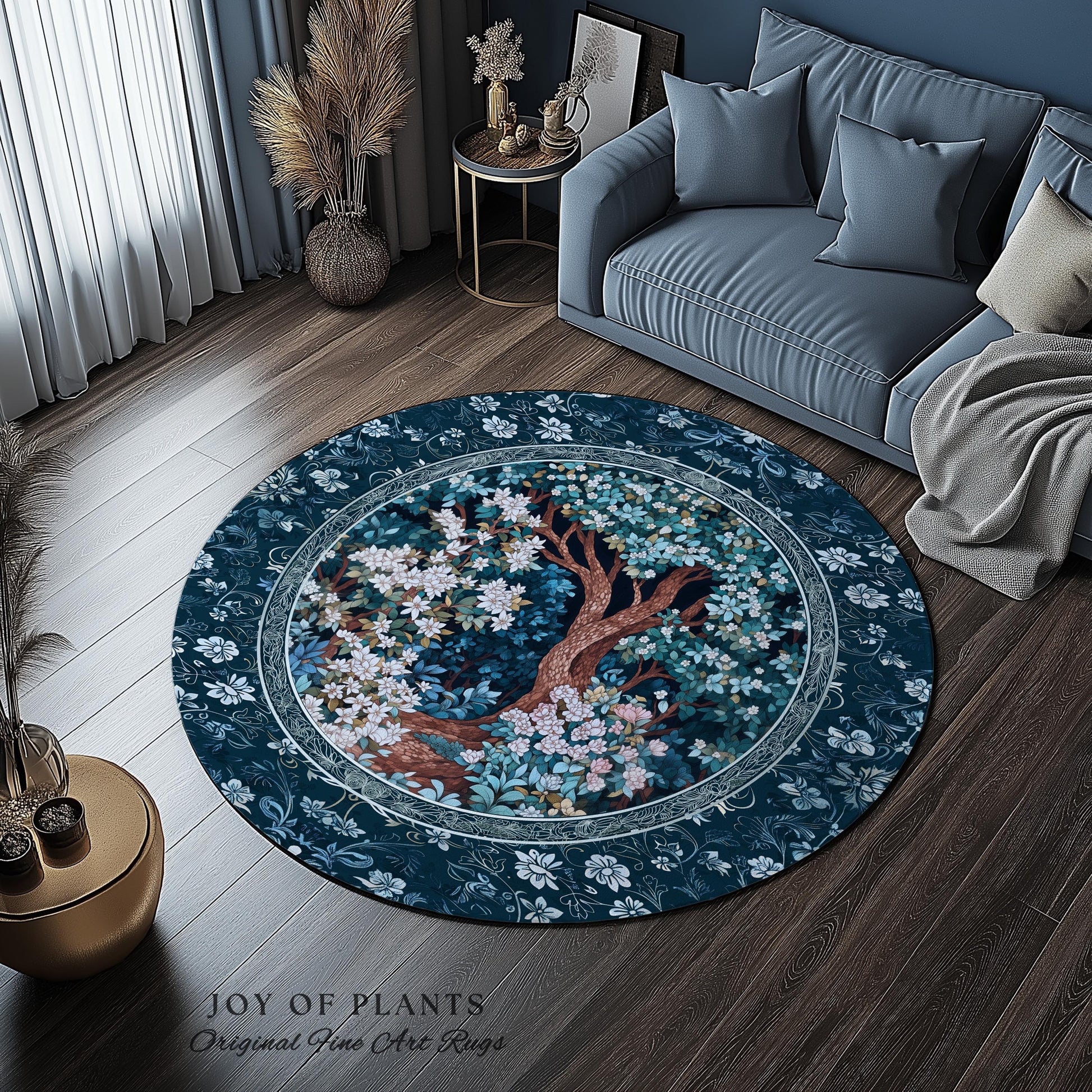 Bohemian Tree Rug Magical Aesthetic | Folklore Room Decor Ethereal Area Rug Nature Inspired Woodland Magic Wildflower Fairy Inspired Bedroom