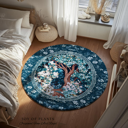 Bohemian Tree Rug Magical Aesthetic | Folklore Room Decor Ethereal Area Rug Nature Inspired Woodland Magic Wildflower Fairy Inspired Bedroom