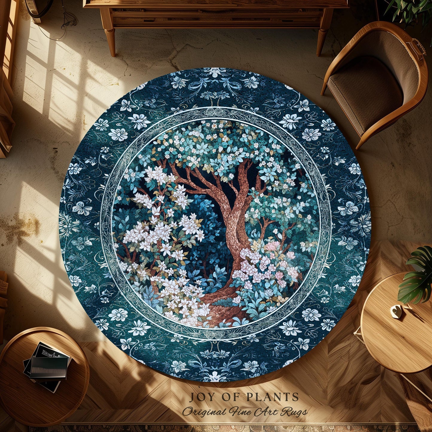 Bohemian Tree Rug Magical Aesthetic | Folklore Room Decor Ethereal Area Rug Nature Inspired Woodland Magic Wildflower Fairy Inspired Bedroom
