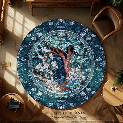 Bohemian Tree Rug Magical Aesthetic | Folklore Room Decor Ethereal Area Rug Nature Inspired Woodland Magic Wildflower Fairy Inspired Bedroom