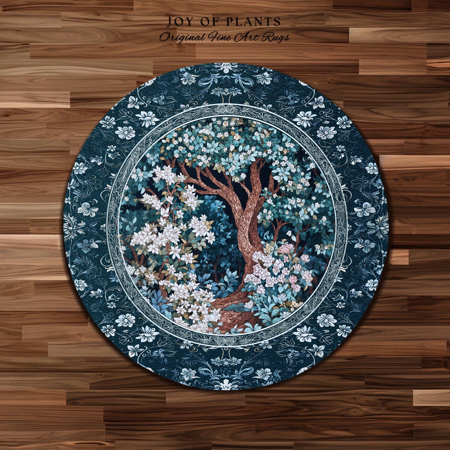 Bohemian Tree Rug Magical Aesthetic | Folklore Room Decor Ethereal Area Rug Nature Inspired Woodland Magic Wildflower Fairy Inspired Bedroom