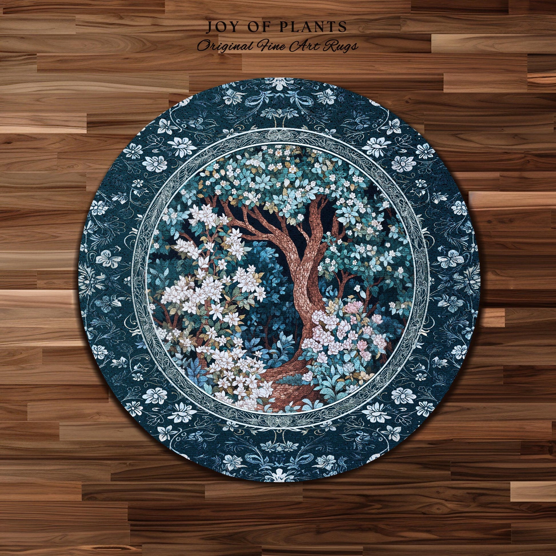 Bohemian Tree Rug Magical Aesthetic | Folklore Room Decor Ethereal Area Rug Nature Inspired Woodland Magic Wildflower Fairy Inspired Bedroom