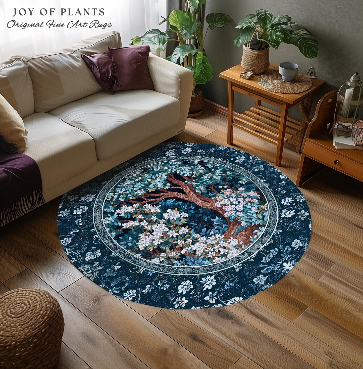 Bohemian Tree Rug Magical Aesthetic | Folklore Room Decor Ethereal Area Rug Nature Inspired Woodland Magic Wildflower Fairy Inspired Bedroom
