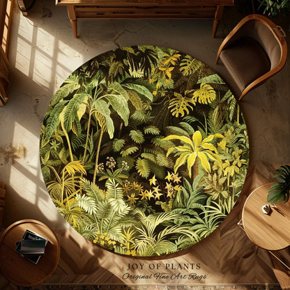 Moody Botanical Jungle Leaves Rug | Eclectic Green Maximalist Bedroom Decor Whimsigoth Vintage Botanical Nature Living Room Forest Theme |