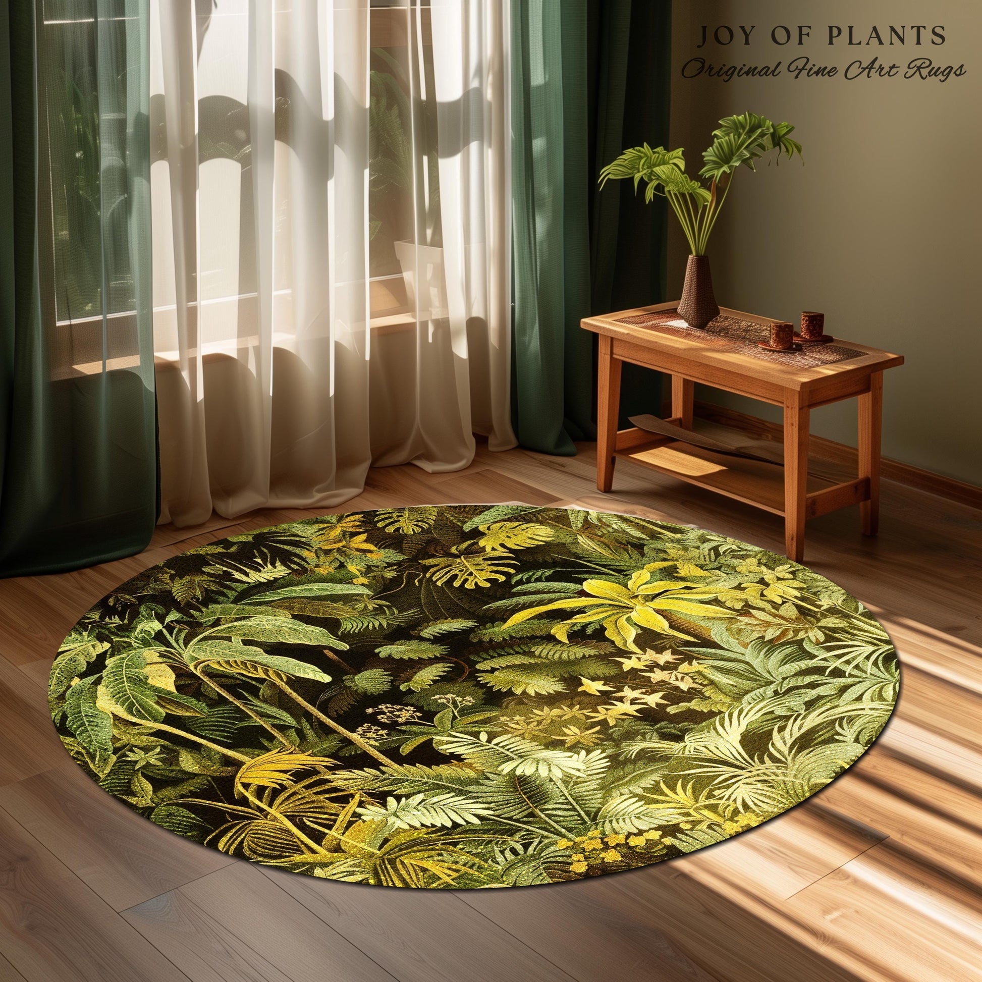 Moody Botanical Jungle Leaves Rug | Eclectic Green Maximalist Bedroom Decor Whimsigoth Vintage Botanical Nature Living Room Forest Theme |