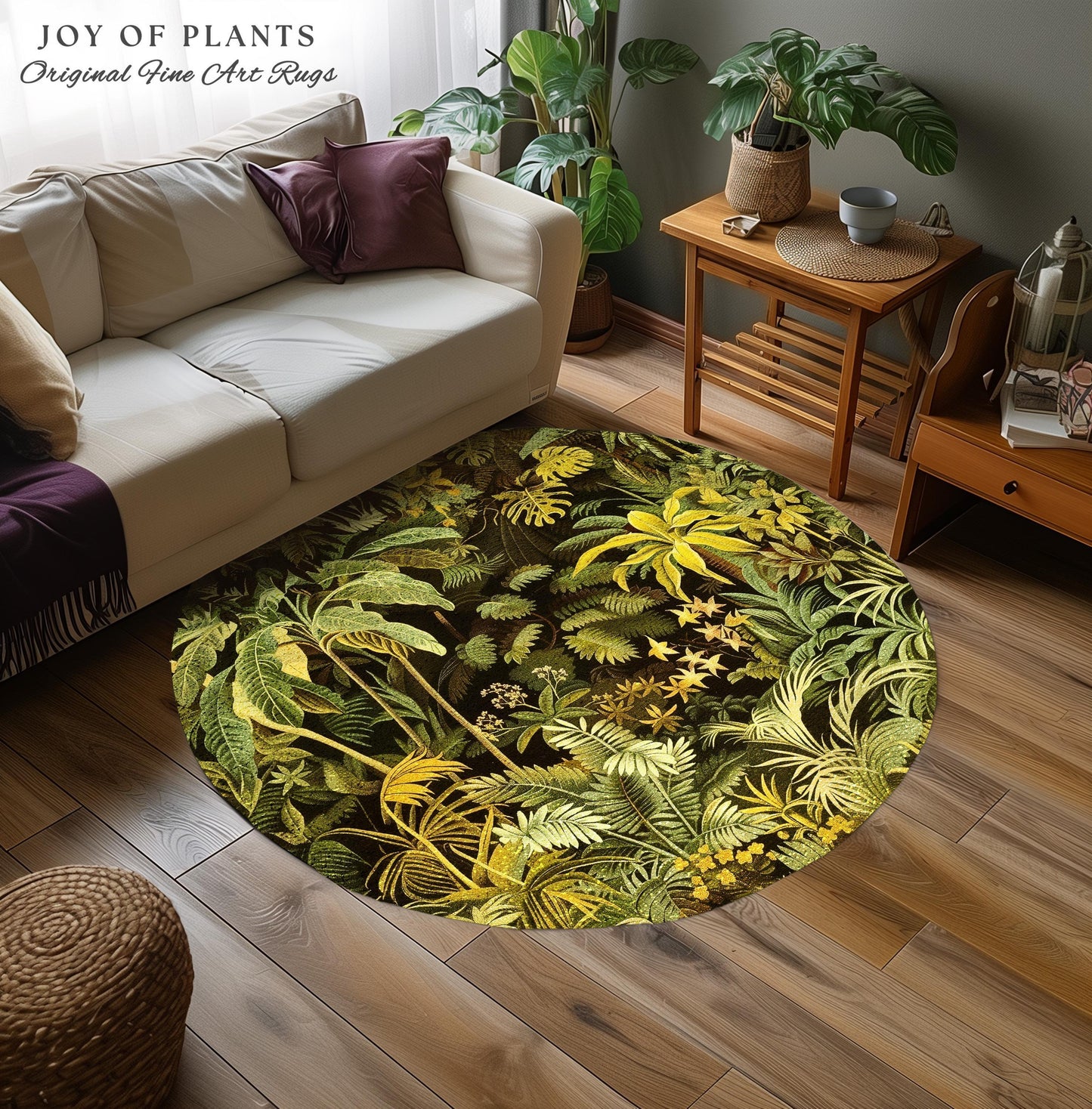 Moody Botanical Jungle Leaves Rug | Eclectic Green Maximalist Bedroom Decor Whimsigoth Vintage Botanical Nature Living Room Forest Theme |