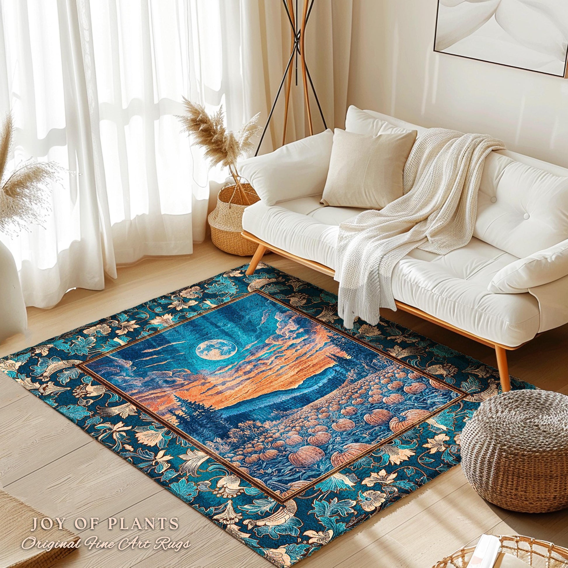 Rustic Autumn Pumpkin Patch Rug | Cute Spooky Boho Halloween Decor Whimsigoth Fall Aesthetic Bedroom Area Rug Dark Academia Moody Occult |