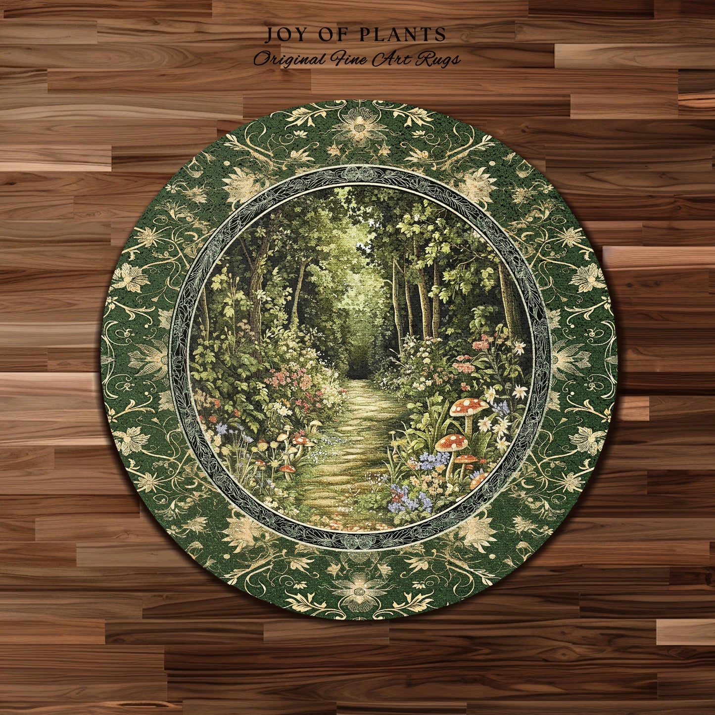Natural Plants Ethereal Folklore Area Rug | Woodland Fairy Inspired Nature Lover Bedroom Cozy Earthy Bedroom Decor Mystical Floral Landscape