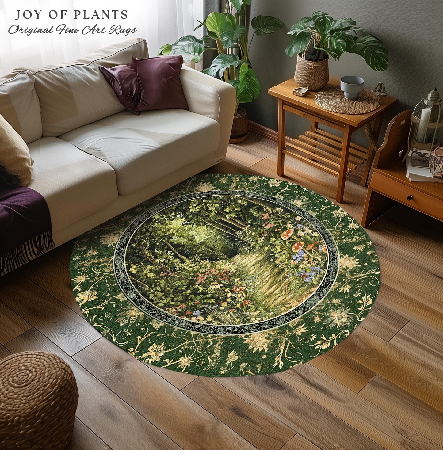 Natural Plants Ethereal Folklore Area Rug | Woodland Fairy Inspired Nature Lover Bedroom Cozy Earthy Bedroom Decor Mystical Floral Landscape