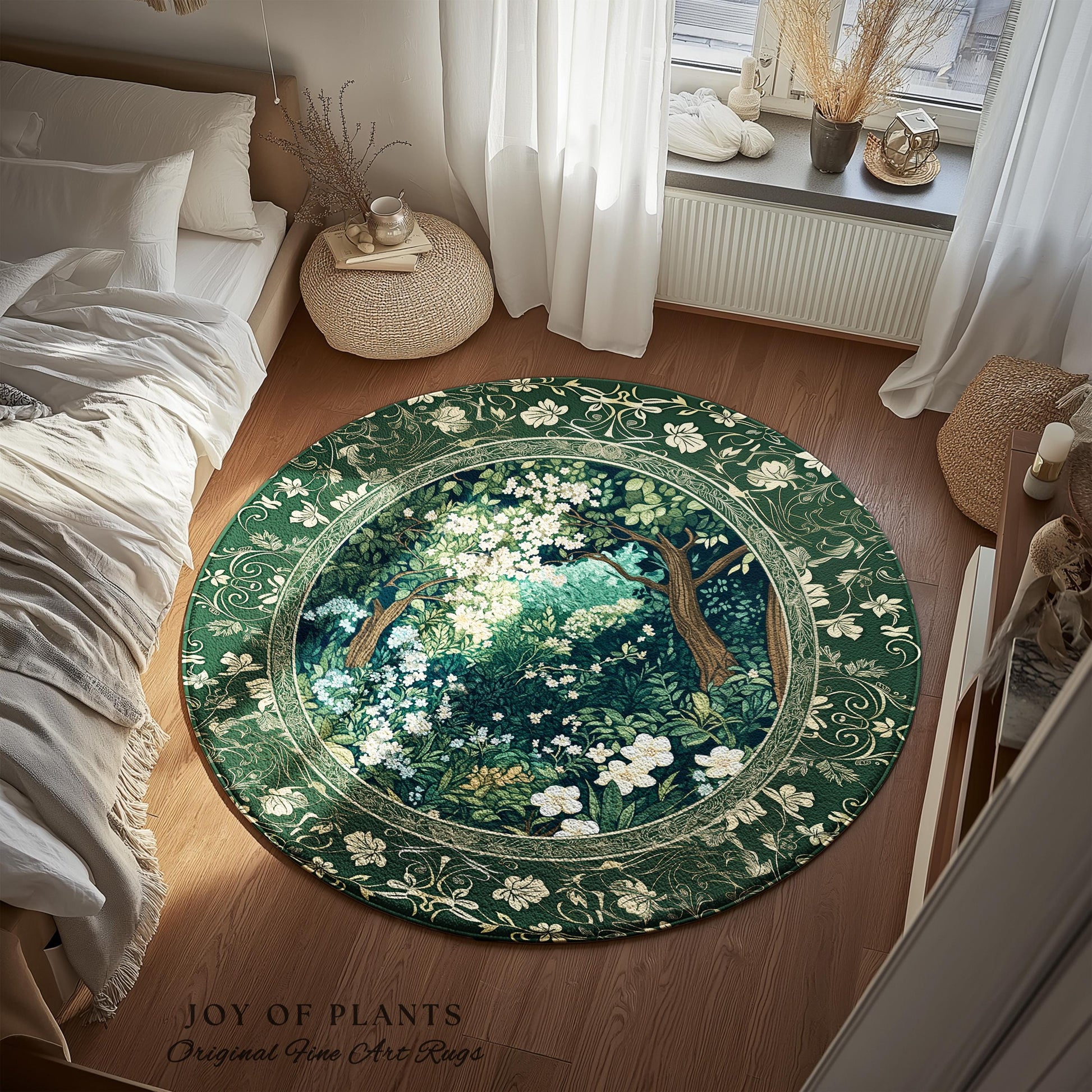 Botanical Aesthetic Forest Accent Rug | Dark Cottagecore Folklore Inspired Room Decor Ethereal Aesthetic Area Rug Fairycore Bedroom Mystical