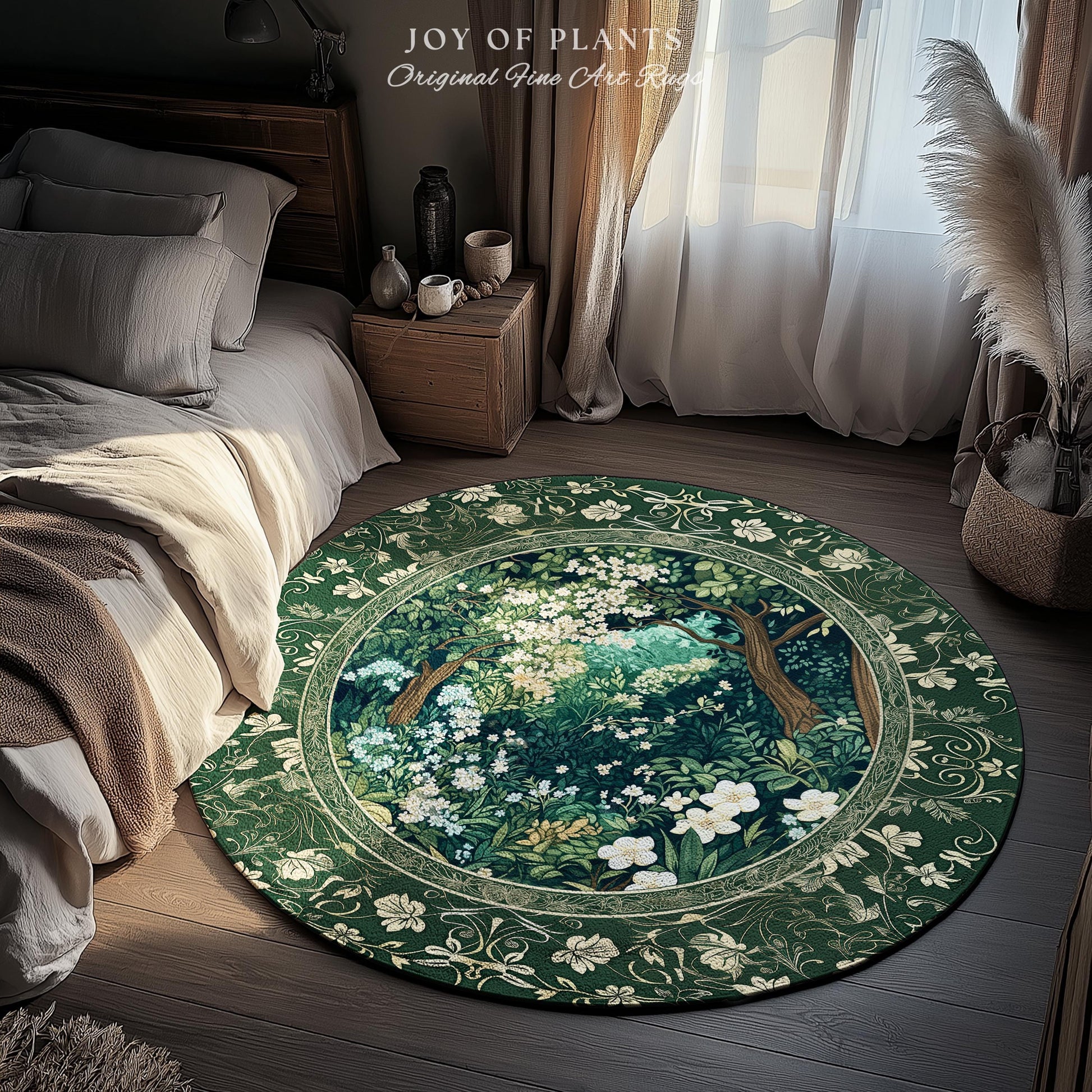Botanical Aesthetic Forest Accent Rug | Dark Cottagecore Folklore Inspired Room Decor Ethereal Aesthetic Area Rug Fairycore Bedroom Mystical