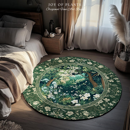 Botanical Aesthetic Forest Accent Rug | Dark Cottagecore Folklore Inspired Room Decor Ethereal Aesthetic Area Rug Fairycore Bedroom Mystical