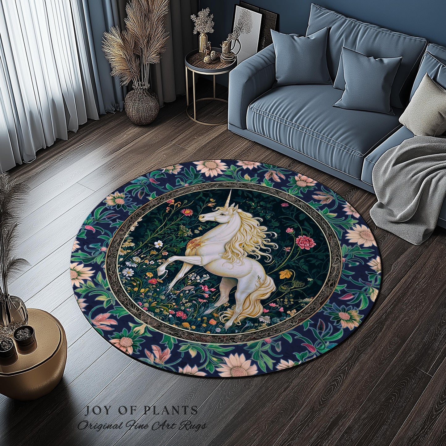 Storybook Elegance Magical Accent Rug | Unicorn Area Rug Dark Fairytale Gothic Maximalist Colorful Whimsical Victorian Fairycore Area Rug |
