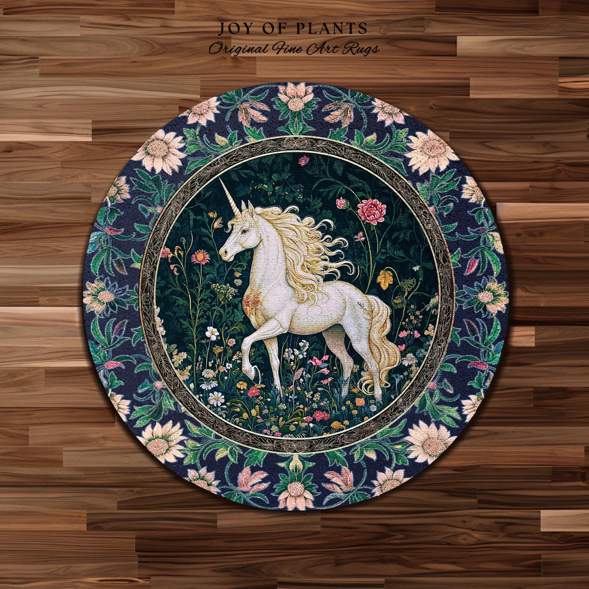 Storybook Elegance Magical Accent Rug | Unicorn Area Rug Dark Fairytale Gothic Maximalist Colorful Whimsical Victorian Fairycore Area Rug |