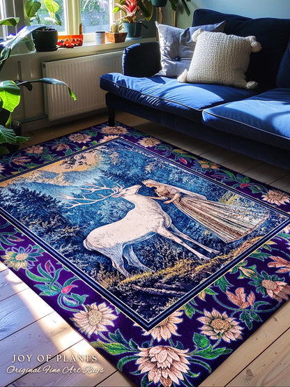 Woodland Renaissance Rustic Rug | Royal Elegance Accent Rug Storybook Fantasy Aesthetic Vintage Princesscore Ethereal Forest Deer Medieval |