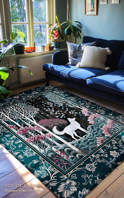 Storybook Folklore Boho Woven Wall Tapestry | Pastel Aesthetic Playful Nursery Wall Art Whimsical Botanical Nursery Scandinavian Folklore |