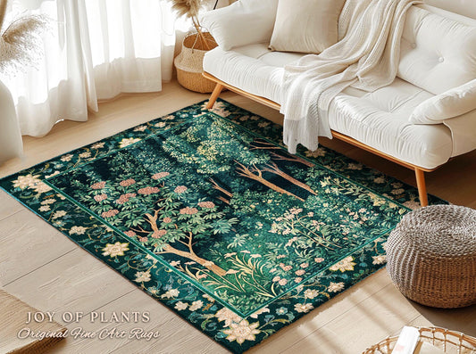 Dark Woodland Whimsical Forest Rug | Whimsigothic Folklore Inspired Room Decor Ethereal Aesthetic Area Rug Fairycore Bedroom Dark Academia |