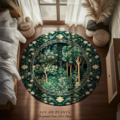 Dark Woodland Whimsical Forest Rug | Whimsigothic Folklore Inspired Room Decor Ethereal Aesthetic Area Rug Fairycore Bedroom Dark Academia |