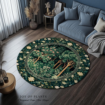 Dark Woodland Whimsical Forest Rug | Whimsigothic Folklore Inspired Room Decor Ethereal Aesthetic Area Rug Fairycore Bedroom Dark Academia |