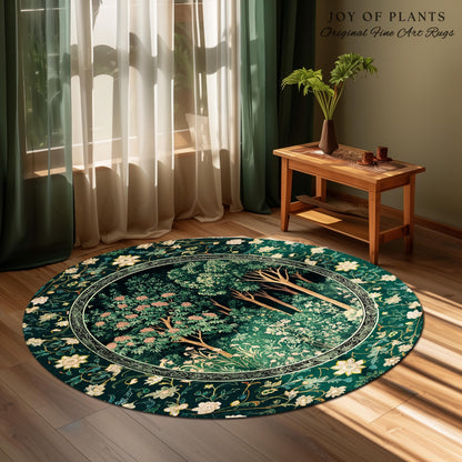 Dark Woodland Whimsical Forest Rug | Whimsigothic Folklore Inspired Room Decor Ethereal Aesthetic Area Rug Fairycore Bedroom Dark Academia |