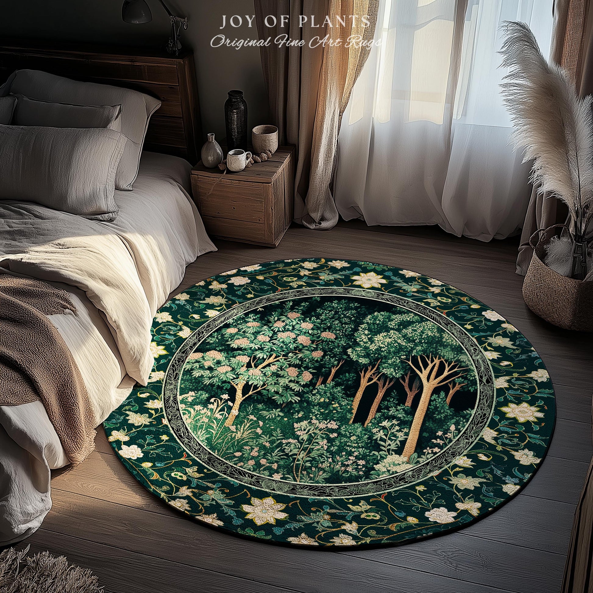 Dark Woodland Whimsical Forest Rug | Whimsigothic Folklore Inspired Room Decor Ethereal Aesthetic Area Rug Fairycore Bedroom Dark Academia |