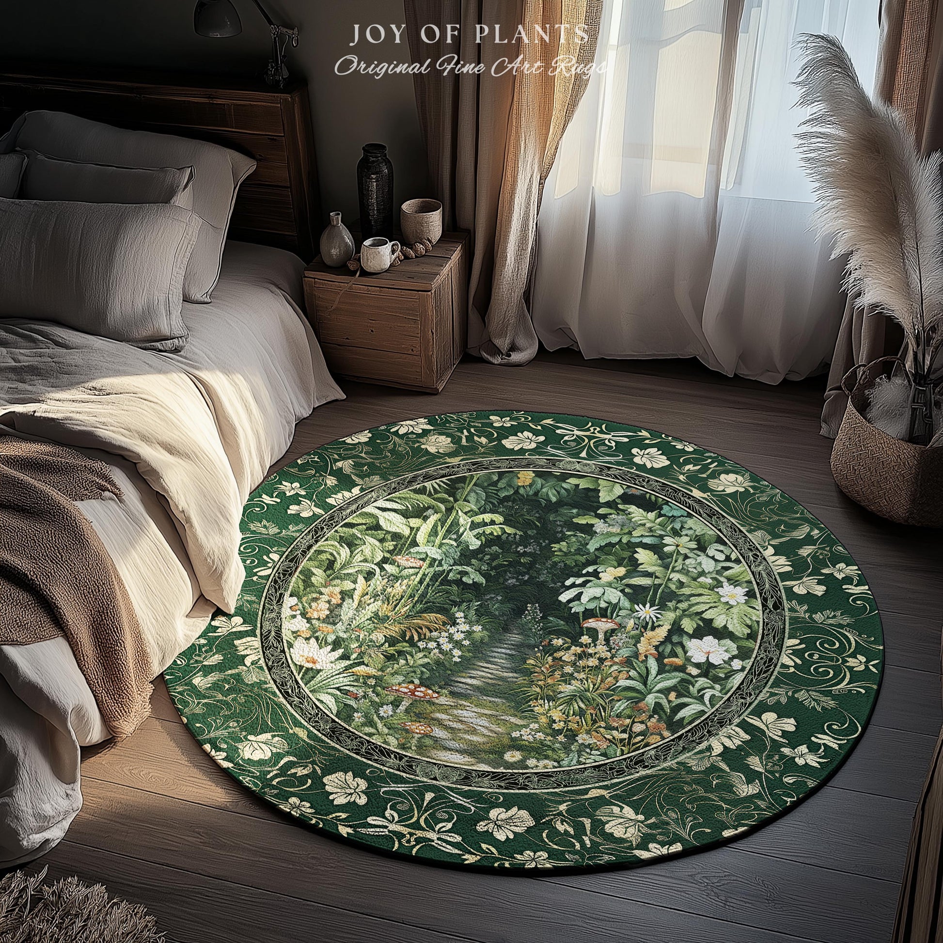 Soft Green Woodland Area Rug for Bedroom | Fairycore Woodland Nature Lover Book Nook Cozy Earthy Bedroom Decor Jungle Whimsical Aesthetic |