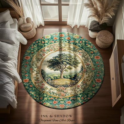 Romantic Ornate Botanical Countryside Rug | Victorian Antique Botanical Accent French Garden Style Chateau Floral Heritage Classical Decor