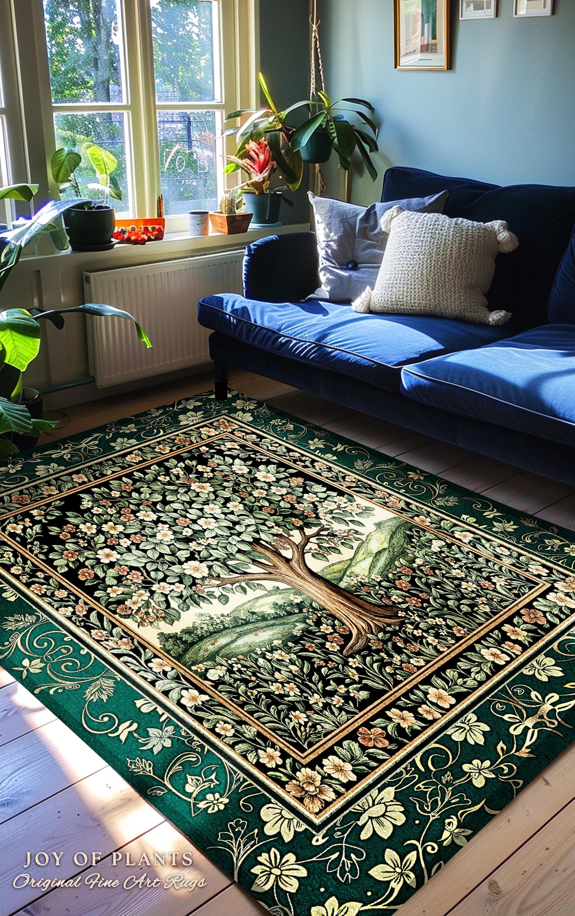 Fairytale Garden Timeless Accent Rug | Storybook Botanical Medieval Rustic Legacy Folklore Romantic Cottage Inspired Cozy Earthy Aesthetic |