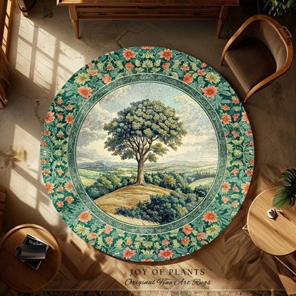 Romantic Ornate Botanical Countryside Rug | Victorian Antique Botanical Accent French Garden Style Chateau Floral Heritage Classical Decor