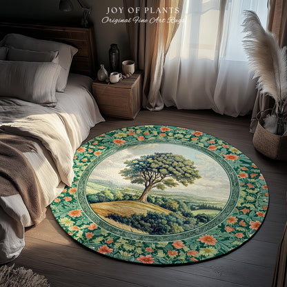 Romantic Ornate Botanical Countryside Rug | Victorian Antique Botanical Accent French Garden Style Chateau Floral Heritage Classical Decor