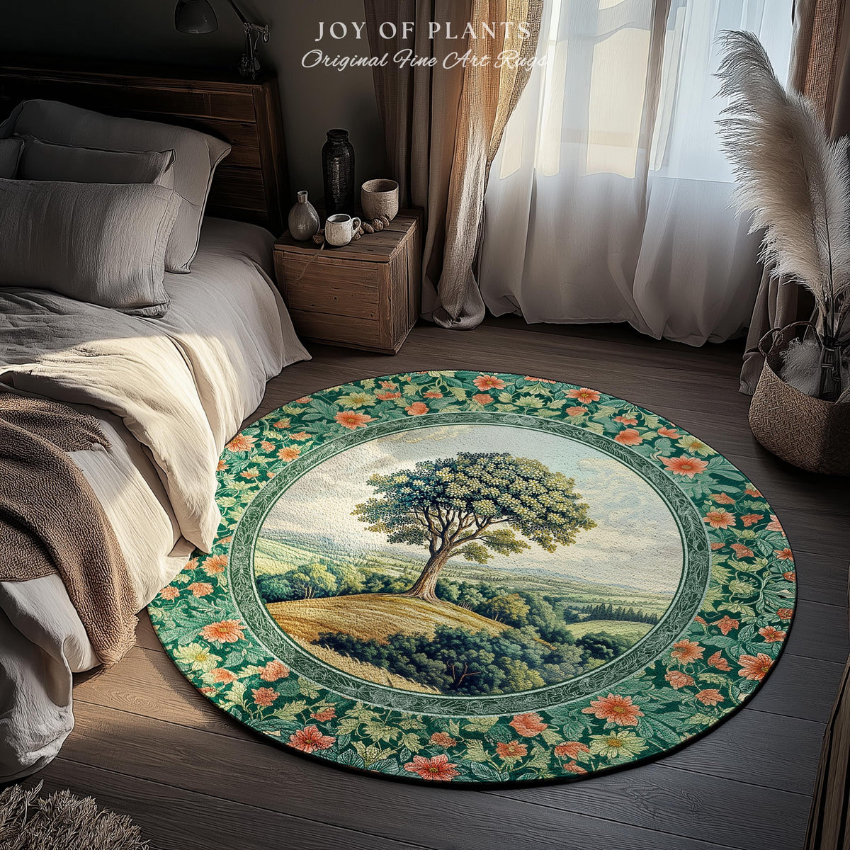 Romantic Ornate Botanical Countryside Rug | Victorian Antique Botanical Accent French Garden Style Chateau Floral Heritage Classical Decor