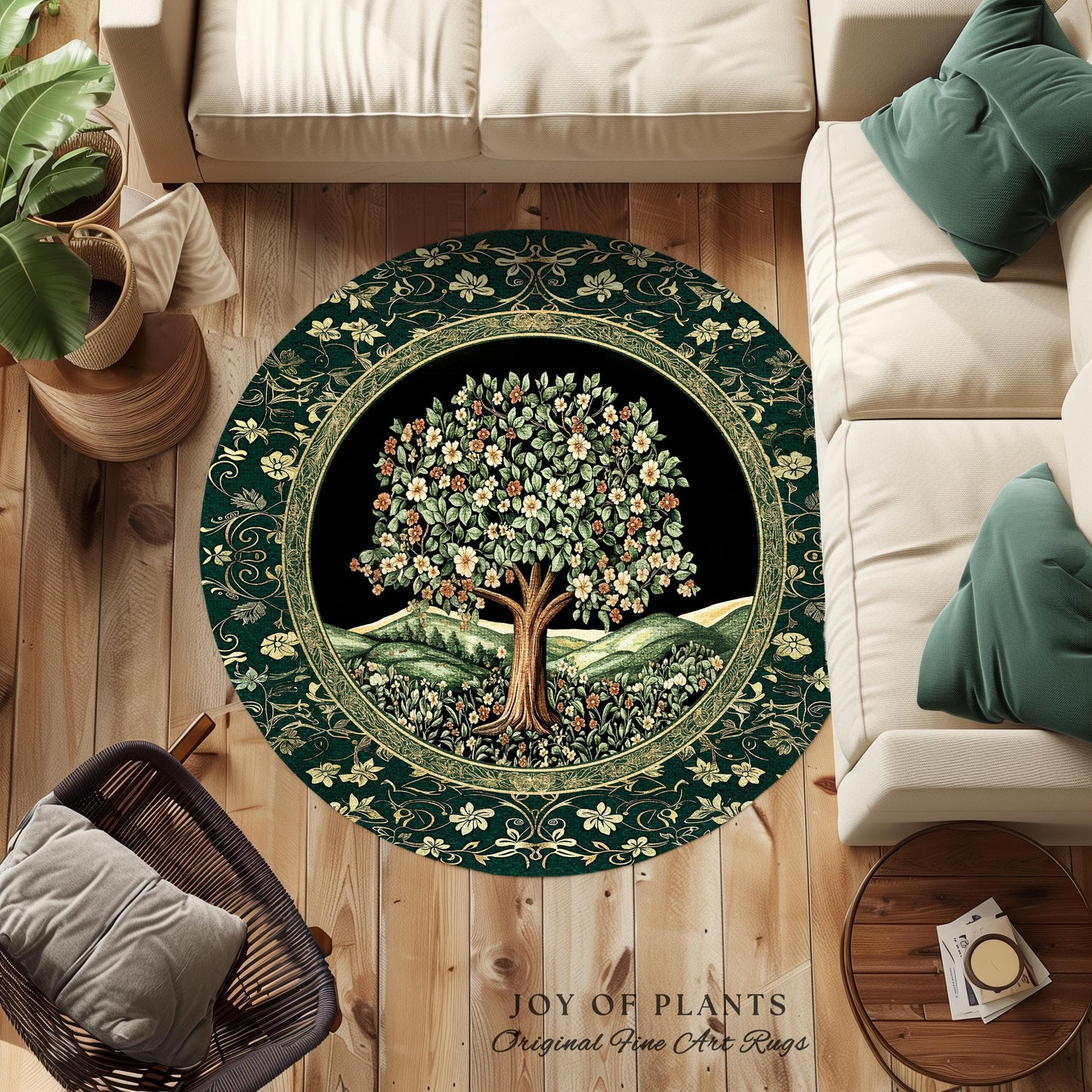 Fairytale Garden Timeless Accent Rug | Storybook Botanical Medieval Rustic Legacy Folklore Romantic Cottage Inspired Cozy Earthy Aesthetic |