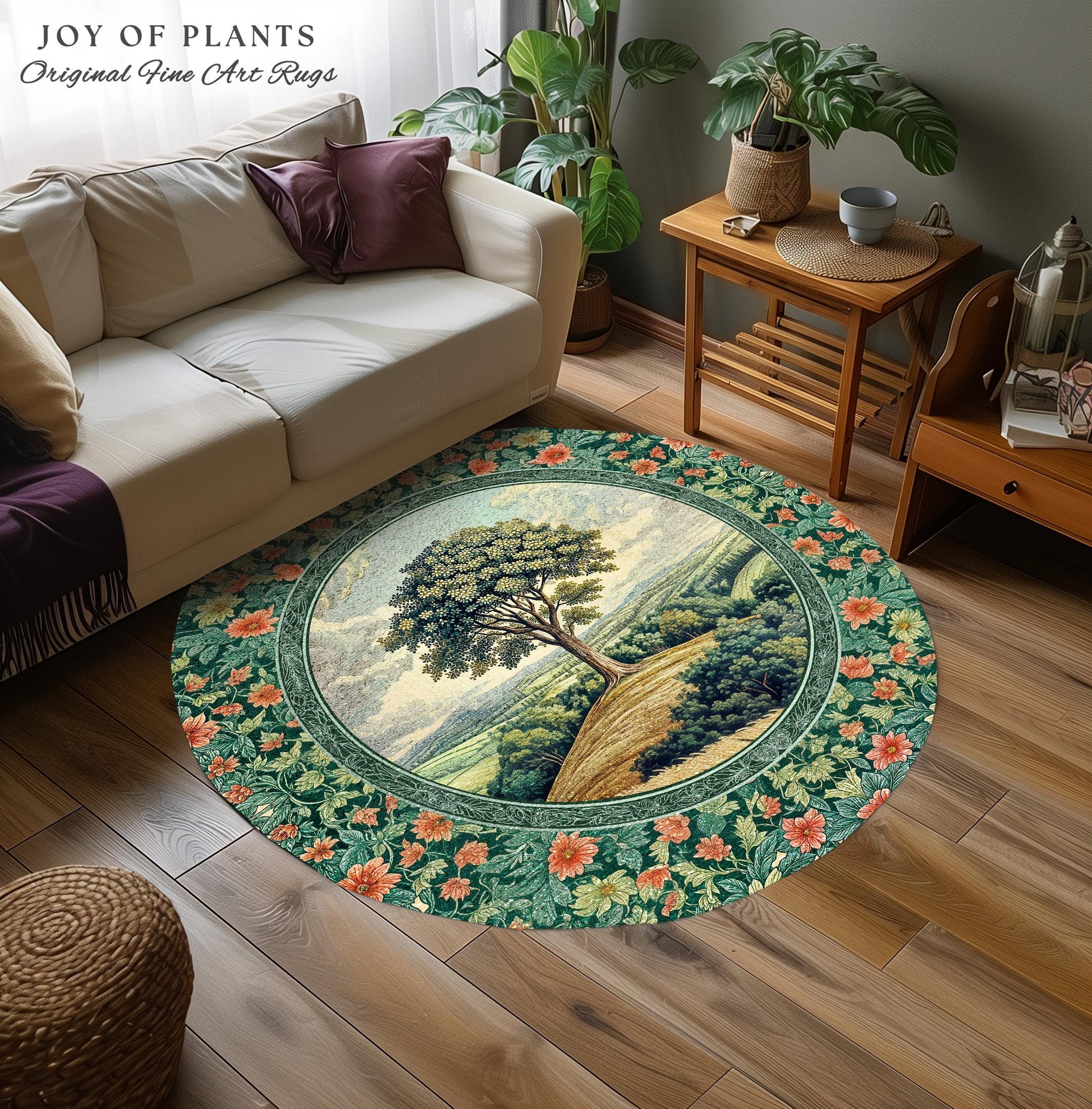 Romantic Ornate Botanical Countryside Rug | Victorian Antique Botanical Accent French Garden Style Chateau Floral Heritage Classical Decor