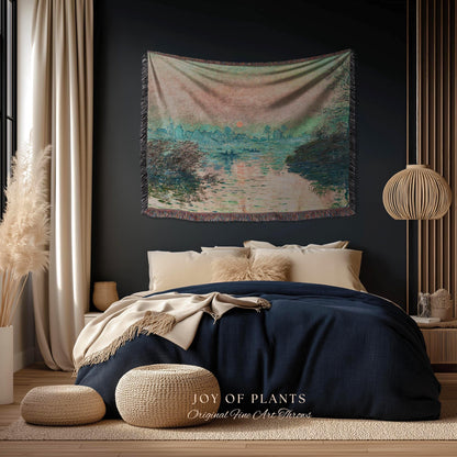 Impression Sunrise Throw | Monet Fine Art French Impressionism Blanket In Soft Pastel Hues For Cozy Cottagecore Decor And Artistic Home Gift