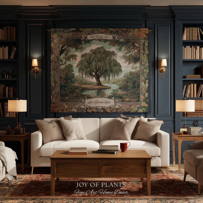 Pastoral Family Tree Wall Tapestry Custom Keepsake Gift | Personalized Heritage Blanket Woven Jacquard Verdure Classical Weeping Willow Art