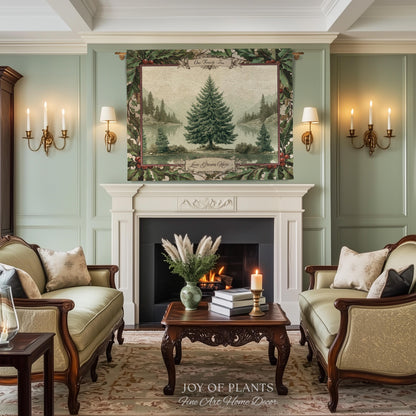 Christmas Traditions Custom Woven Wall Art | Personalized Heritage Tapestry Nostalgic Evergreen Landscape Family Heirloom Sentimental Decor