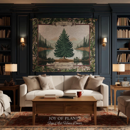 Nostalgic Holiday Tree Tapestry Custom Family Name | Personalized Pine Tree Rust Elegance Christmas Traditional Home Meaningful Woven Throw