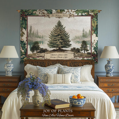 Family Legacy Custom Winter Woodland Woven Wall Hanging Personalized Names Nostalgic Tapestry Throw Ancestral Tree Art Holiday Keepsake Gift