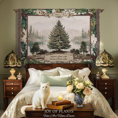 Family Legacy Custom Winter Woodland Woven Wall Hanging Personalized Names Nostalgic Tapestry Throw Ancestral Tree Art Holiday Keepsake Gift