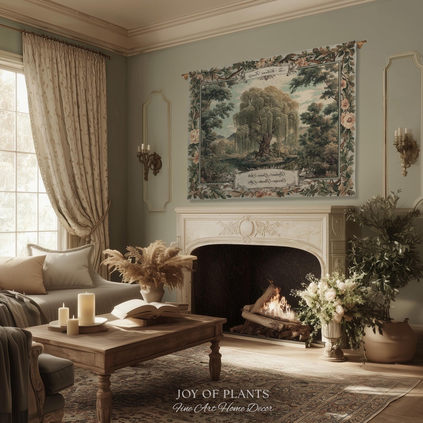 Traditional Woven Custom Family Tree Sentimental Gift | Floral Victorian Verdure Tapestry Throw Personalized Heirloom Elegant Willow Artwork