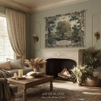 Traditional Woven Custom Family Tree Sentimental Gift | Floral Victorian Verdure Tapestry Throw Personalized Heirloom Elegant Willow Artwork