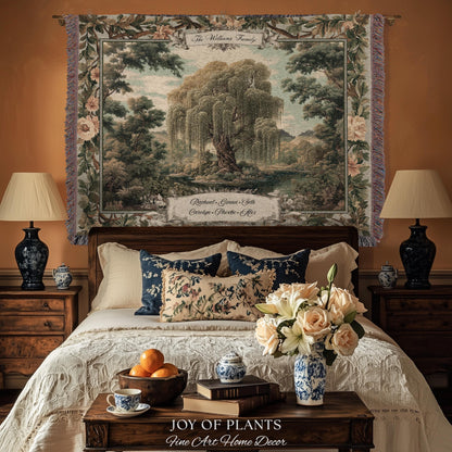 Traditional Woven Custom Family Tree Sentimental Gift | Floral Victorian Verdure Tapestry Throw Personalized Heirloom Elegant Willow Artwork