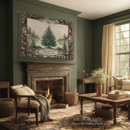 Christmas Traditions Custom Woven Wall Art | Personalized Heritage Tapestry Nostalgic Evergreen Landscape Family Heirloom Sentimental Decor