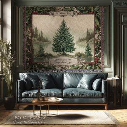 Christmas Traditions Custom Woven Wall Art | Personalized Heritage Tapestry Nostalgic Evergreen Landscape Family Heirloom Sentimental Decor