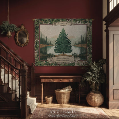 Nostalgic Holiday Tree Tapestry Custom Family Name | Personalized Pine Tree Rust Elegance Christmas Traditional Home Meaningful Woven Throw