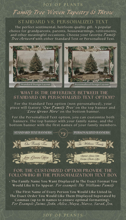 Family Legacy Custom Winter Woodland Woven Wall Hanging Personalized Names Nostalgic Tapestry Throw Ancestral Tree Art Holiday Keepsake Gift