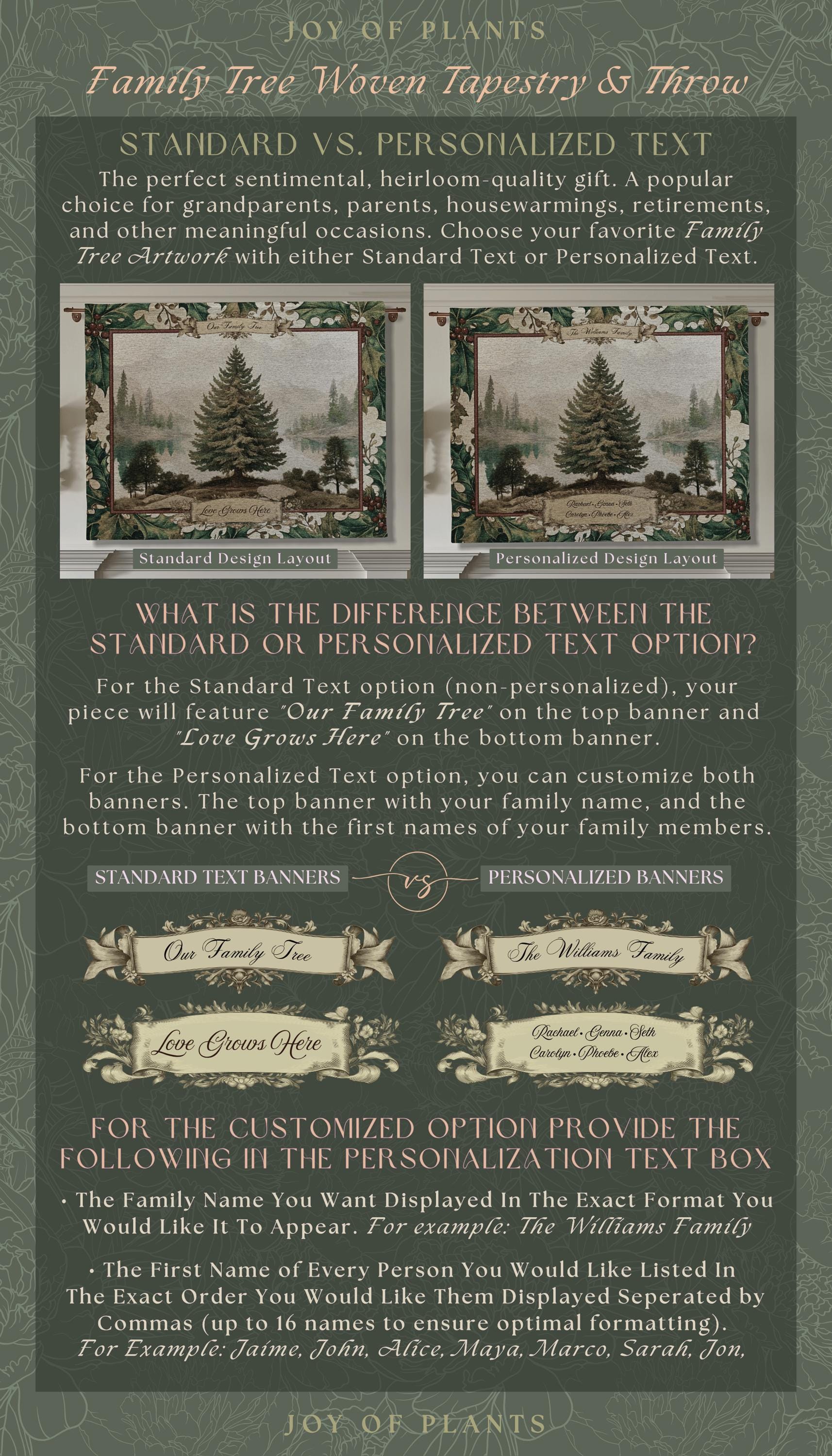 Family Legacy Custom Winter Woodland Woven Wall Hanging Personalized Names Nostalgic Tapestry Throw Ancestral Tree Art Holiday Keepsake Gift