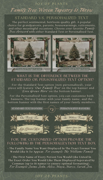 Family Legacy Custom Winter Woodland Woven Wall Hanging Personalized Names Nostalgic Tapestry Throw Ancestral Tree Art Holiday Keepsake Gift